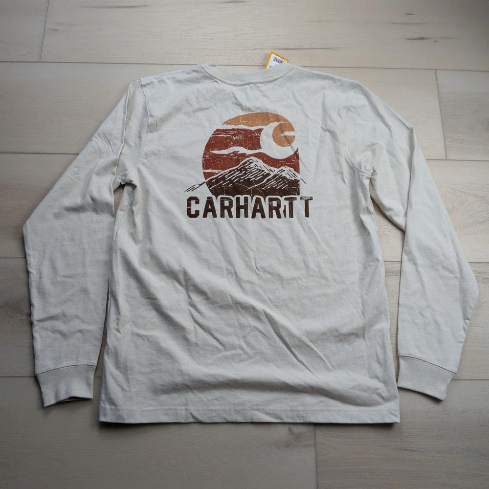 NEW Carhartt Relaxed Fit Heavyweight Long Sleeve T-Shirt Mens M Mountain Graphic - Picture 8 of 16